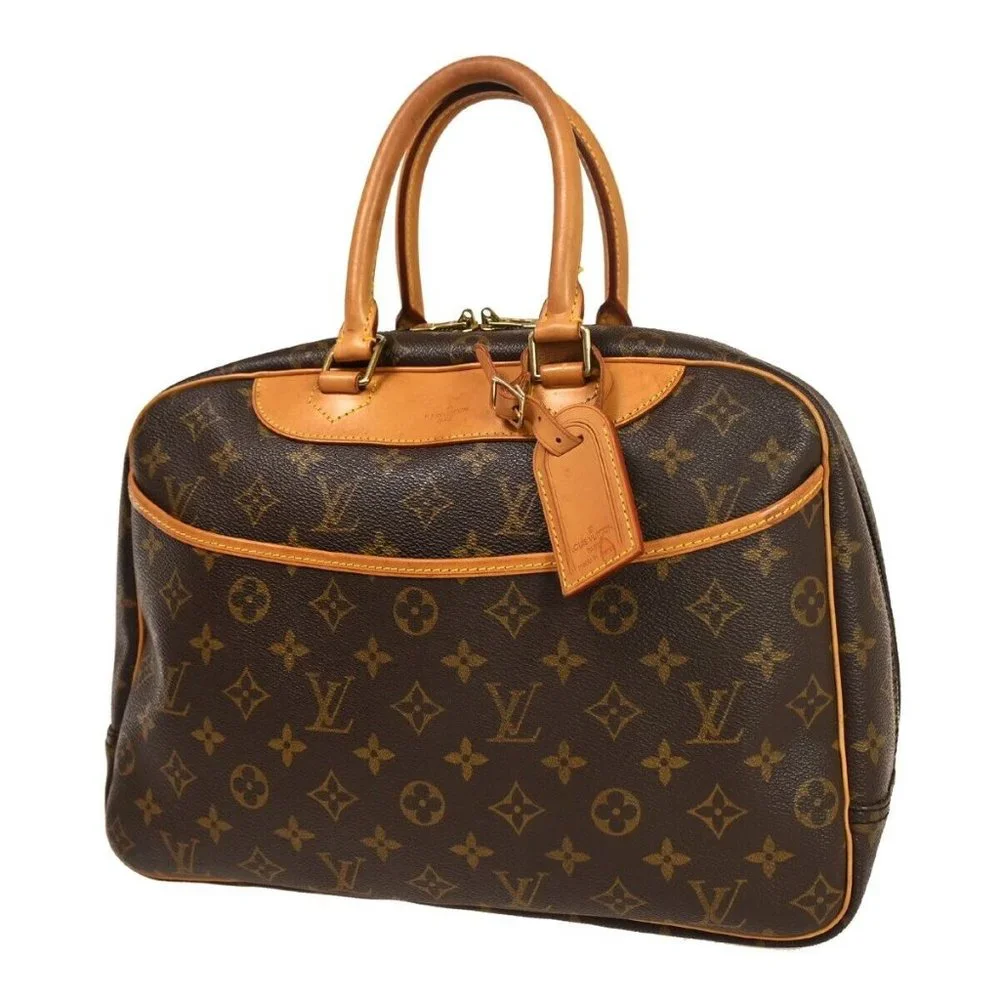 LOUIS VUITTON LV Logo Deauville Hand Bag Monogram Leather Brown M47270 86GA444 - Picture 1 of 16
